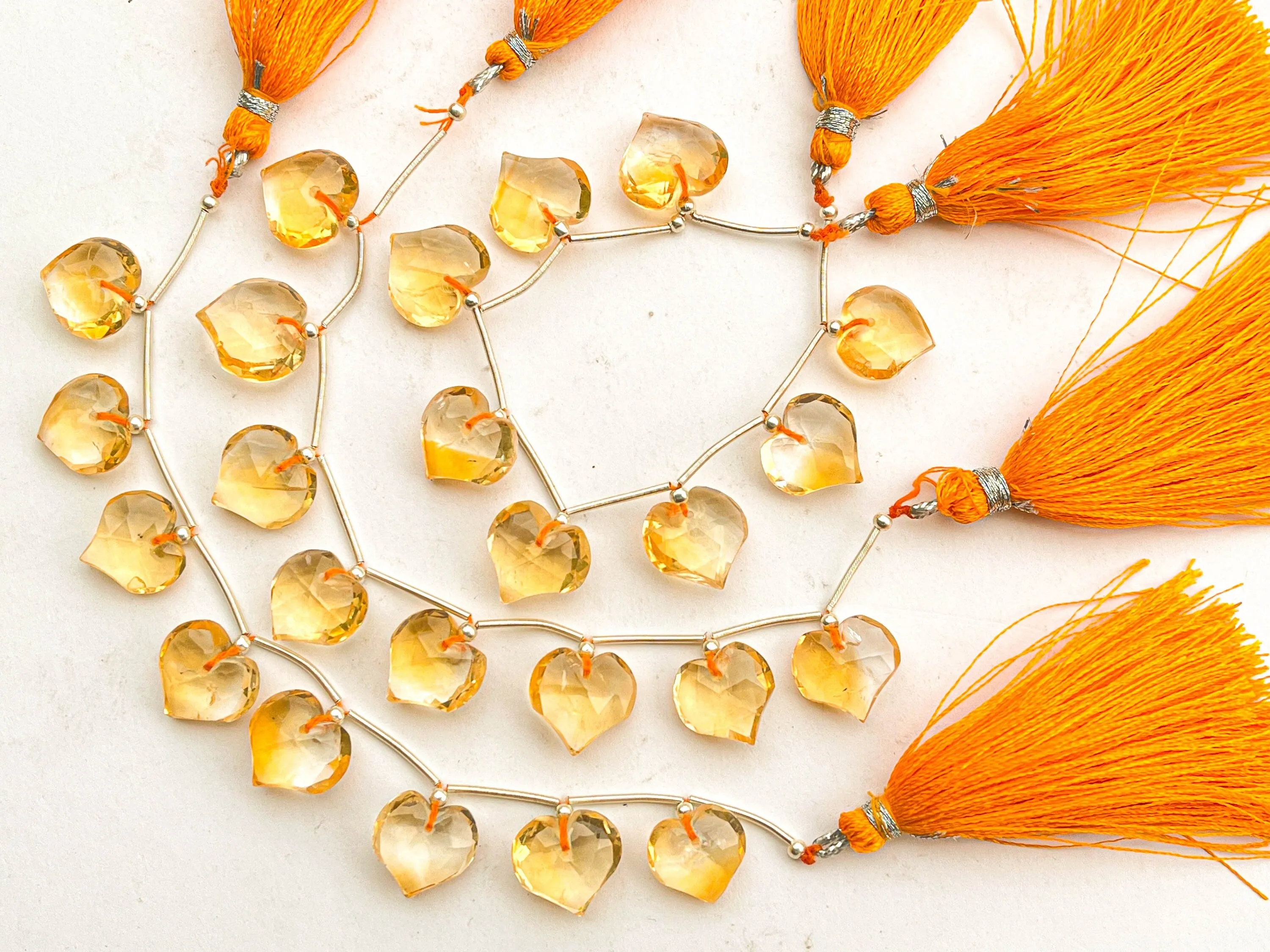 Natural Citrine Faceted Heart Shape Briolette Beads, Citrine Heart Shape Beads, Citrine Beads, Natural Citrine Gemstone, 13x13mm, 8 Pieces