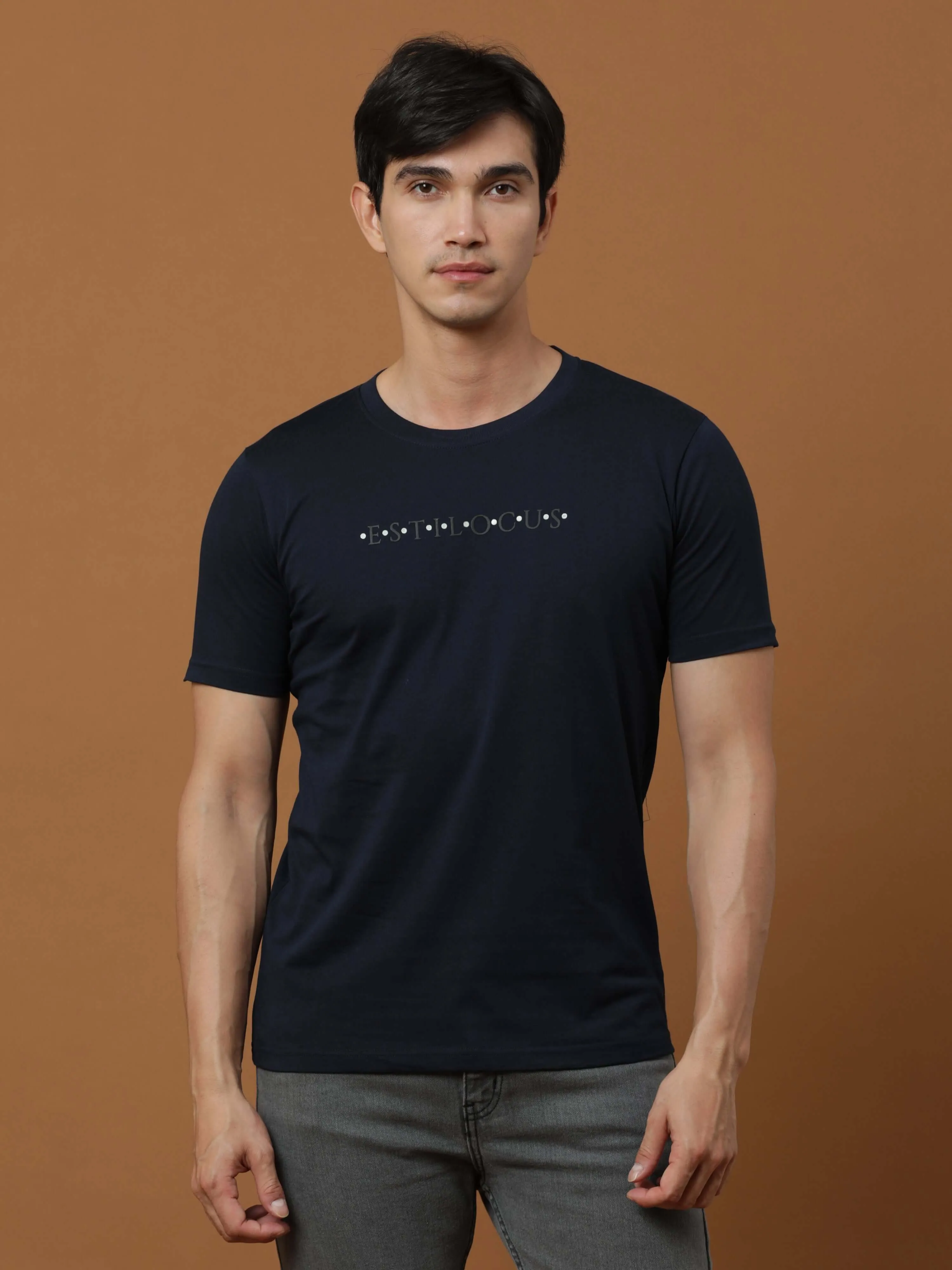 Navy Luminescent Printed T Shirt