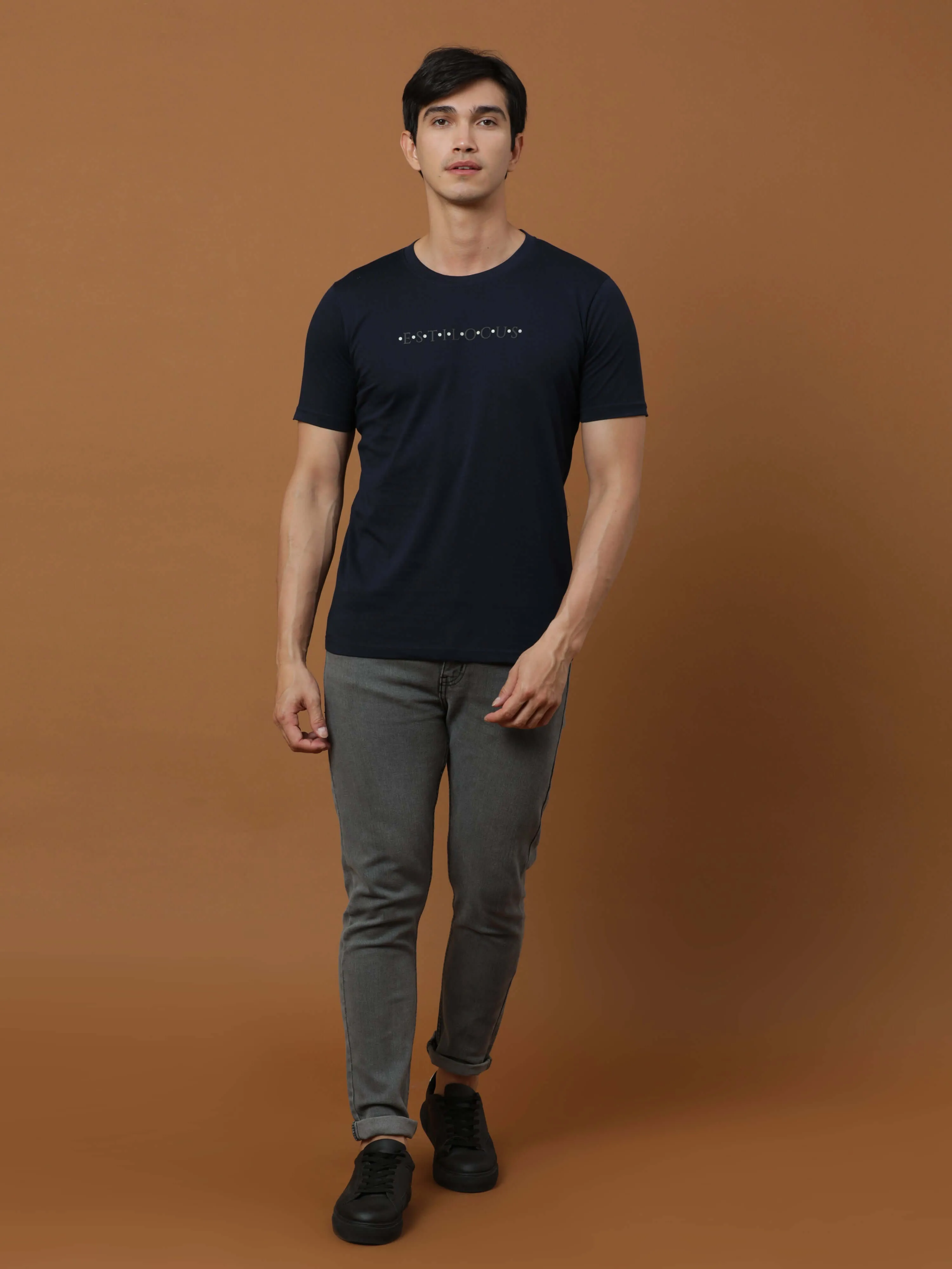 Navy Luminescent Printed T Shirt