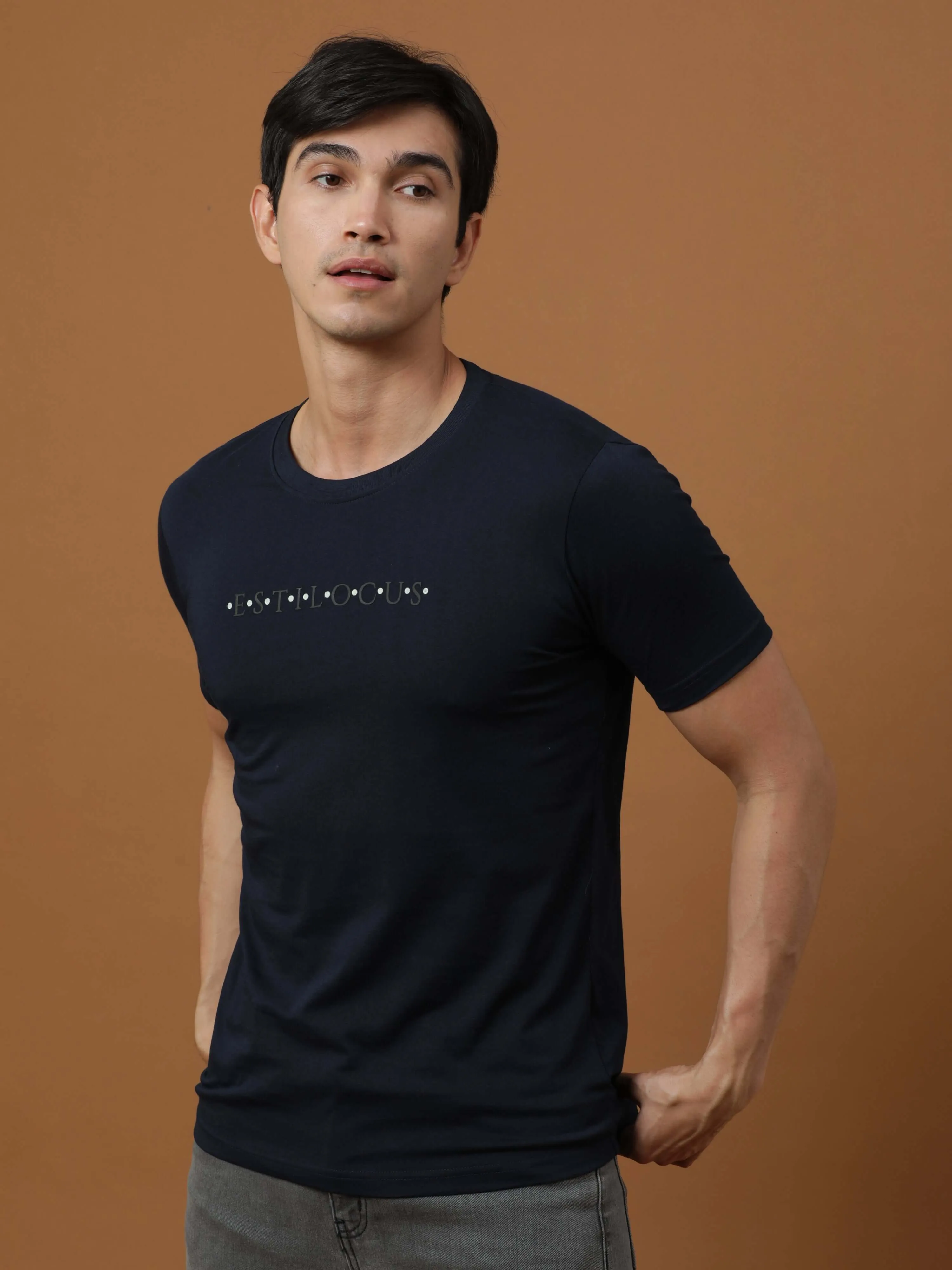 Navy Luminescent Printed T Shirt