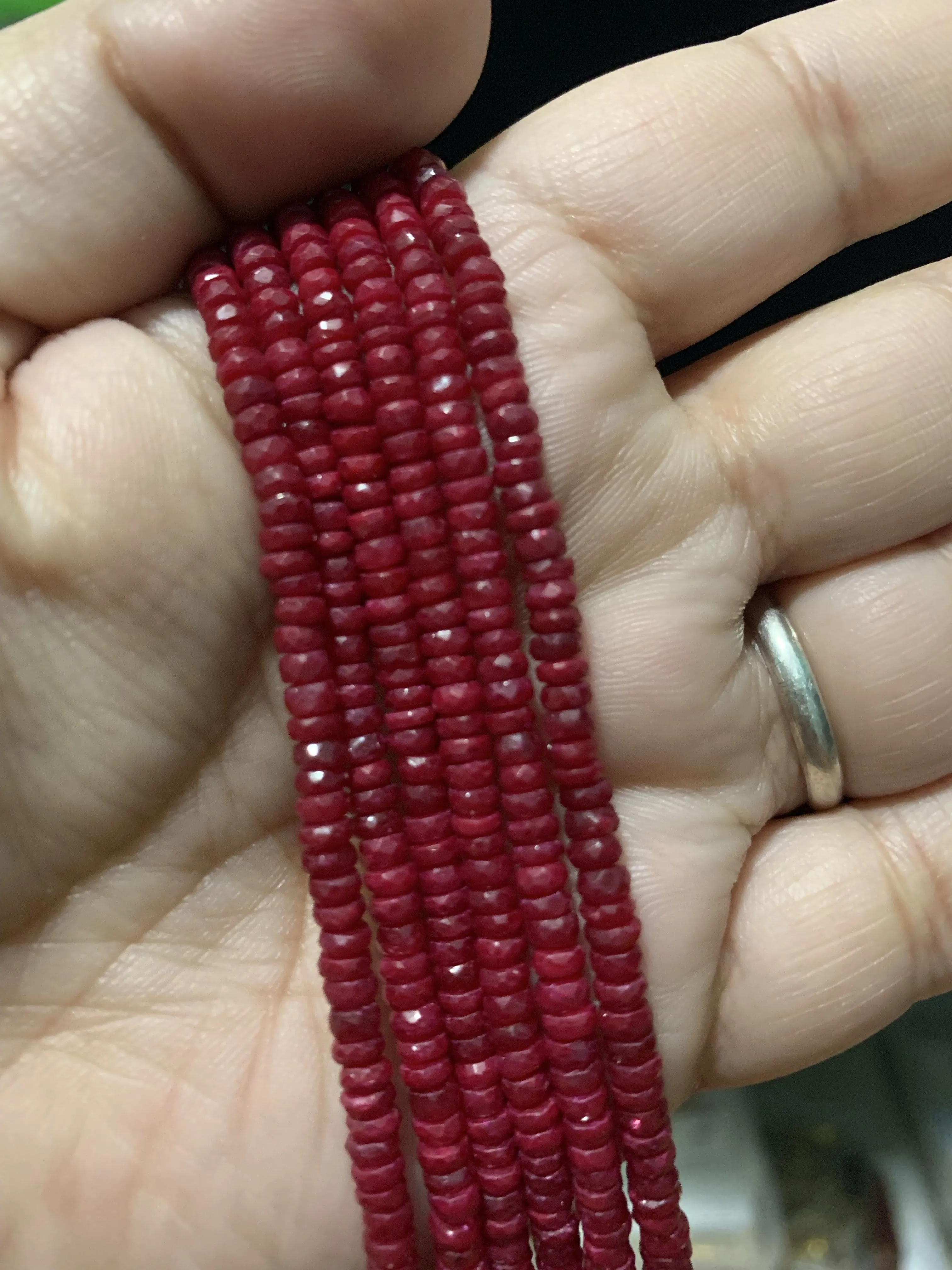 NS296 Natural ruby beads in 5layers ( READY TO SHIP )