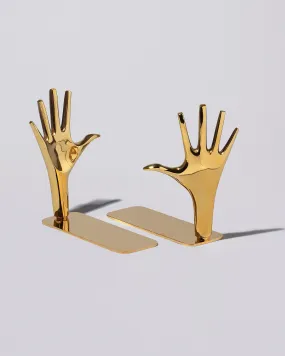 Pair of Jazz Hands Brass Bookends Set