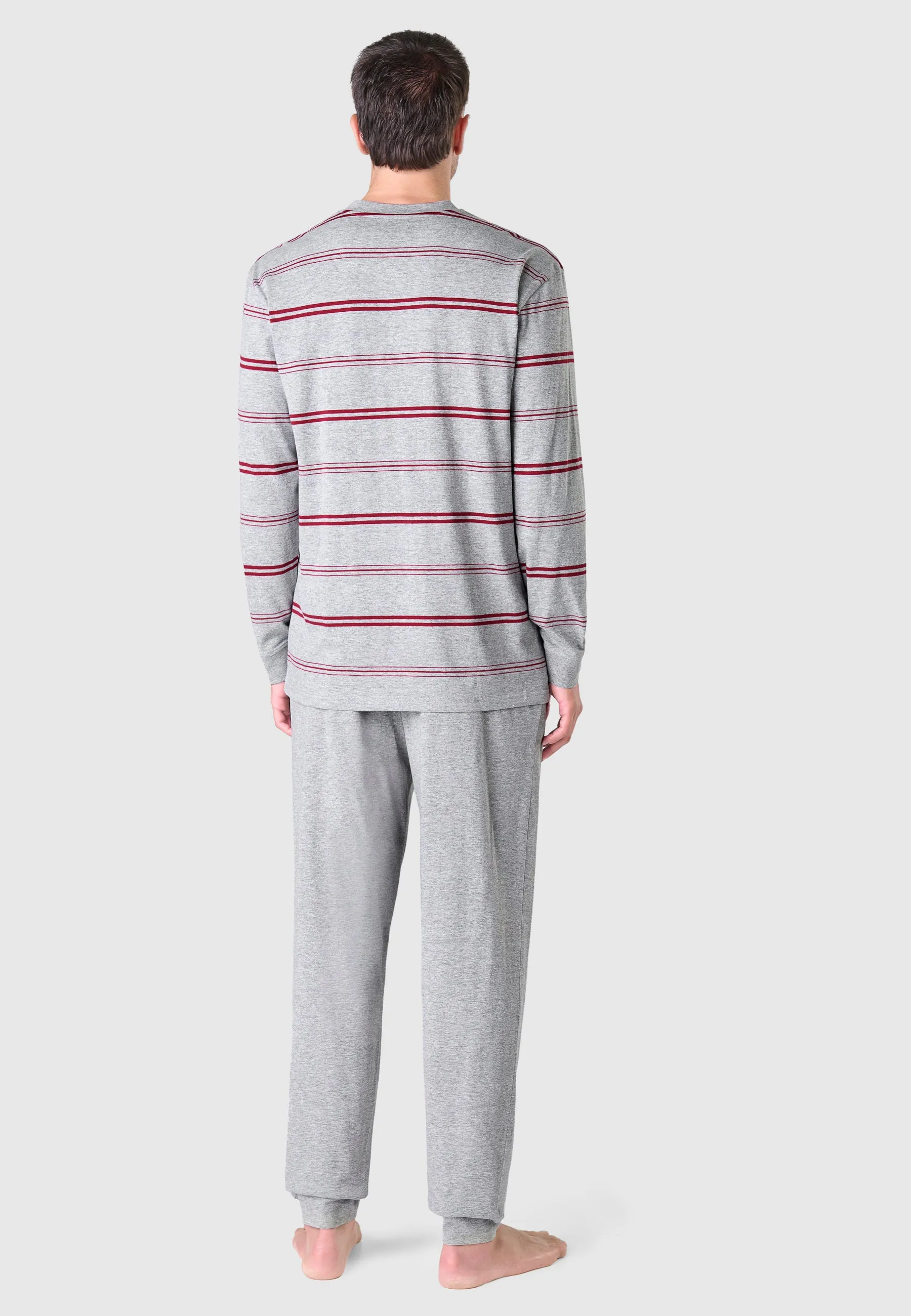 Pijama Hombre Largo Tapeta Punto Rayas - Gris 5576_20