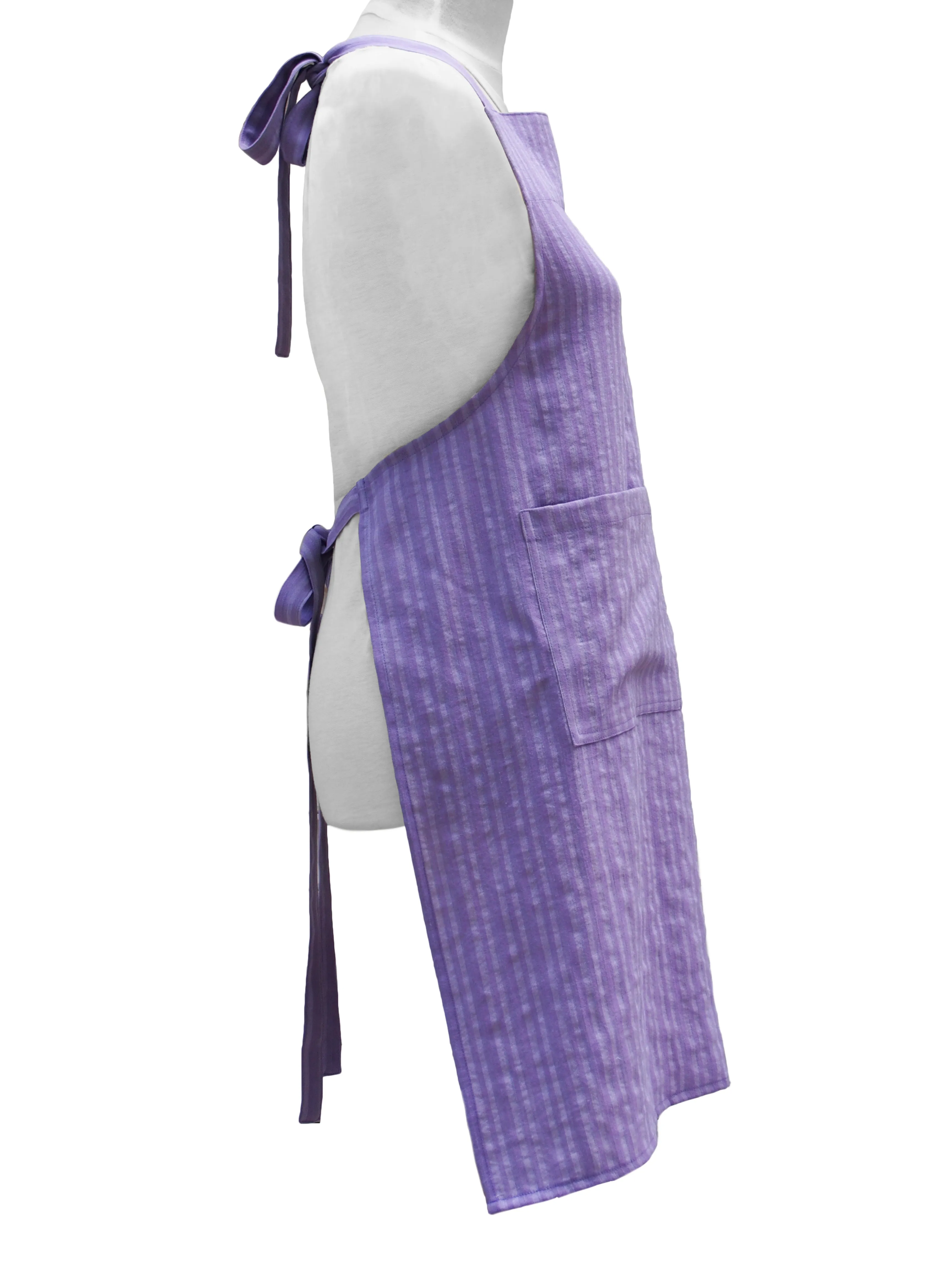 Premium 100% Wrinkle Resistant Linen Aprons from Fridaze - Foggy Lavender Stripes