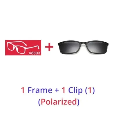 Ralferty Polarized Sunglasses Men Women 5 In 1 Magnetic Clip On Glasses TR90 Optical Prescription Eyeglass Frames Magnet Clips