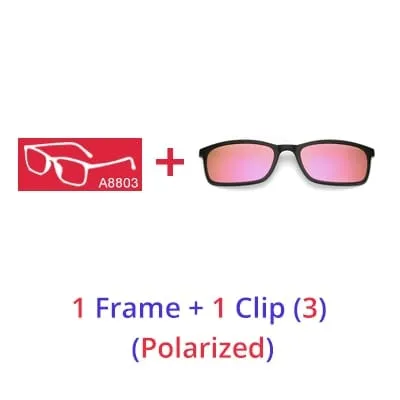 Ralferty Polarized Sunglasses Men Women 5 In 1 Magnetic Clip On Glasses TR90 Optical Prescription Eyeglass Frames Magnet Clips