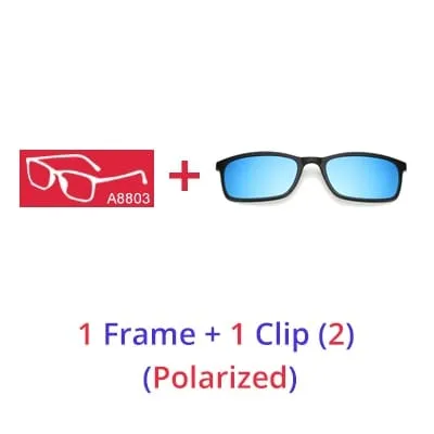 Ralferty Polarized Sunglasses Men Women 5 In 1 Magnetic Clip On Glasses TR90 Optical Prescription Eyeglass Frames Magnet Clips