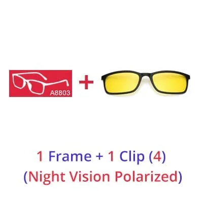 Ralferty Polarized Sunglasses Men Women 5 In 1 Magnetic Clip On Glasses TR90 Optical Prescription Eyeglass Frames Magnet Clips