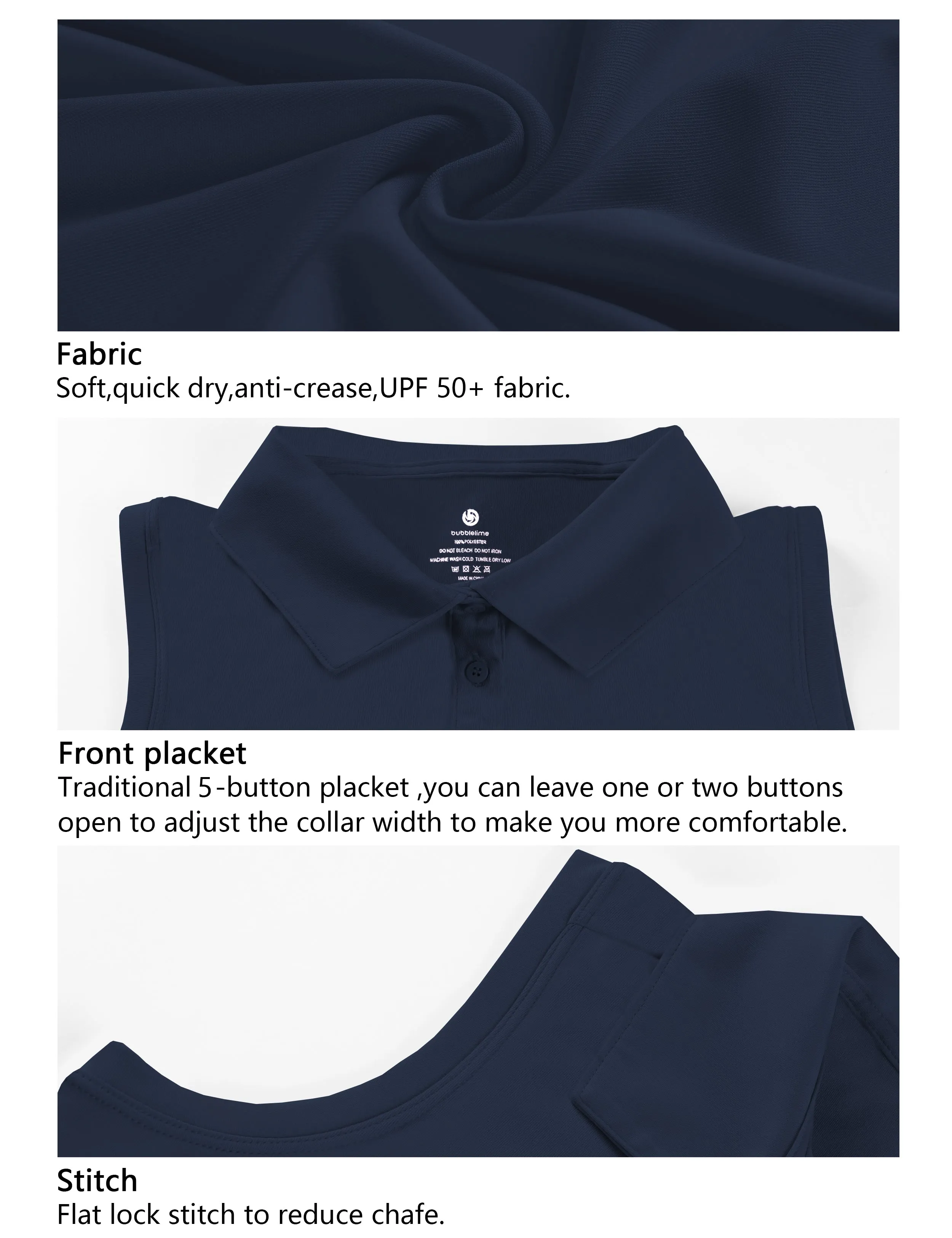 Sleeveless Slim Fit Polo Shirt darknavy_yogastudio