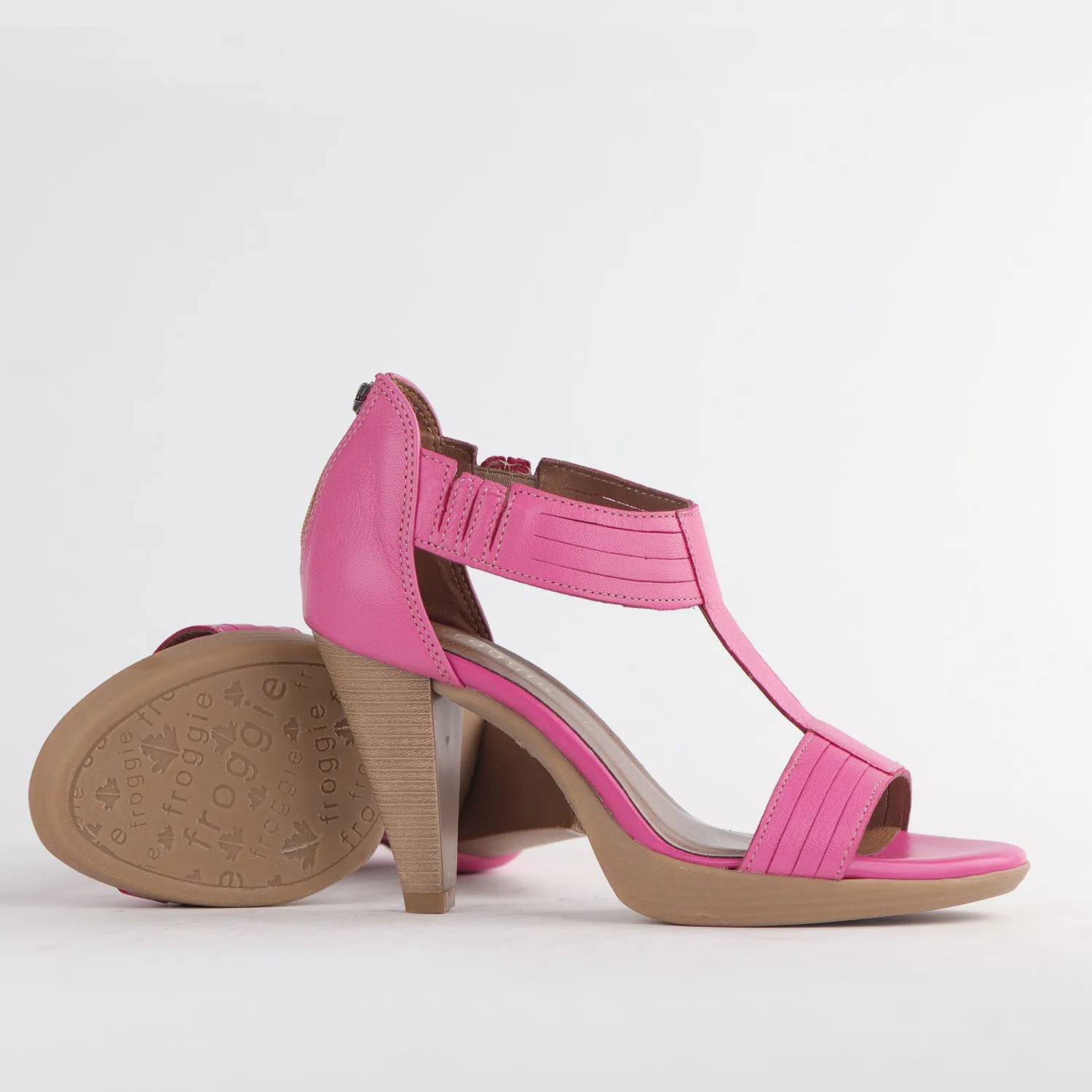 T-Bar High Heel Sandal in Hot Pink - 10729