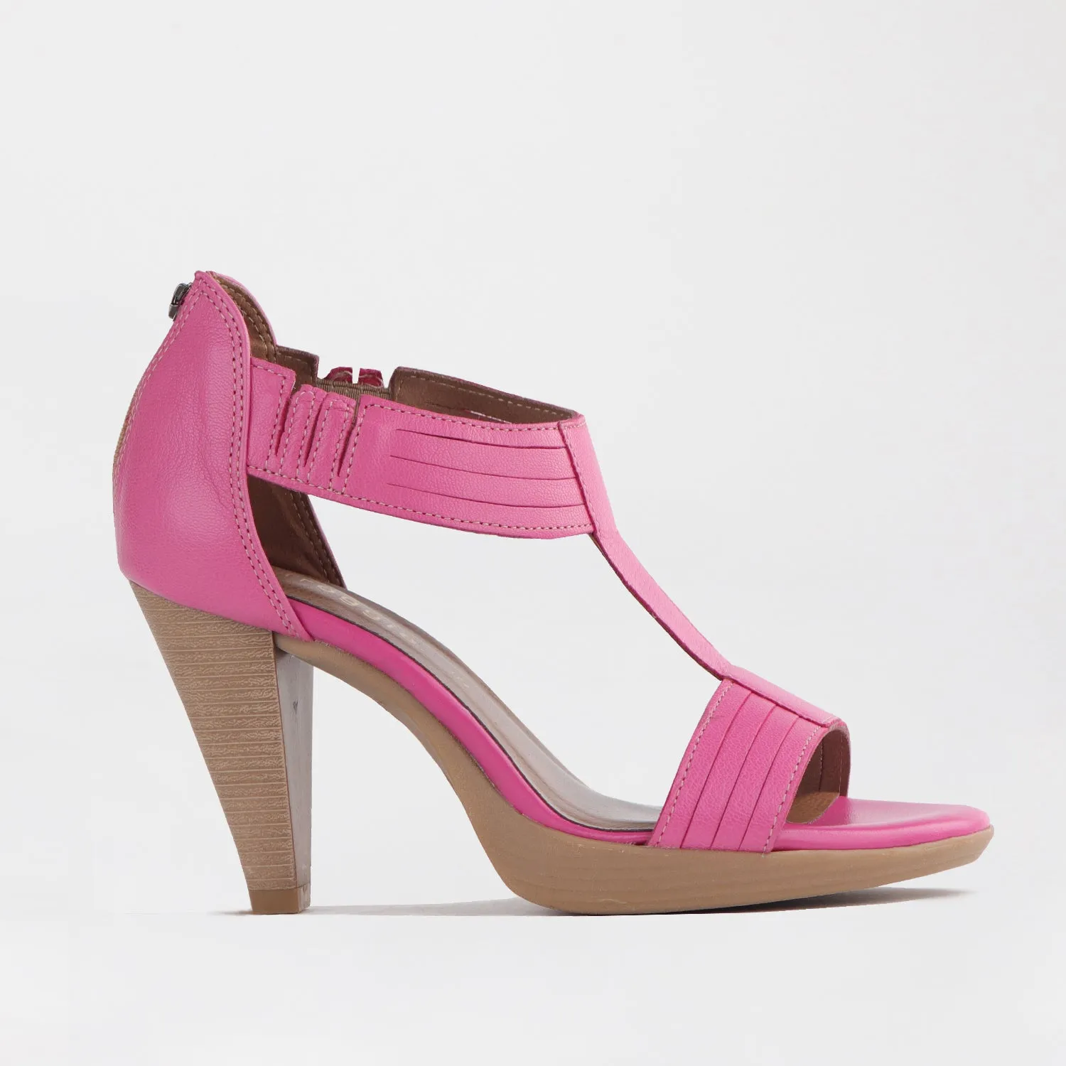 T-Bar High Heel Sandal in Hot Pink - 10729