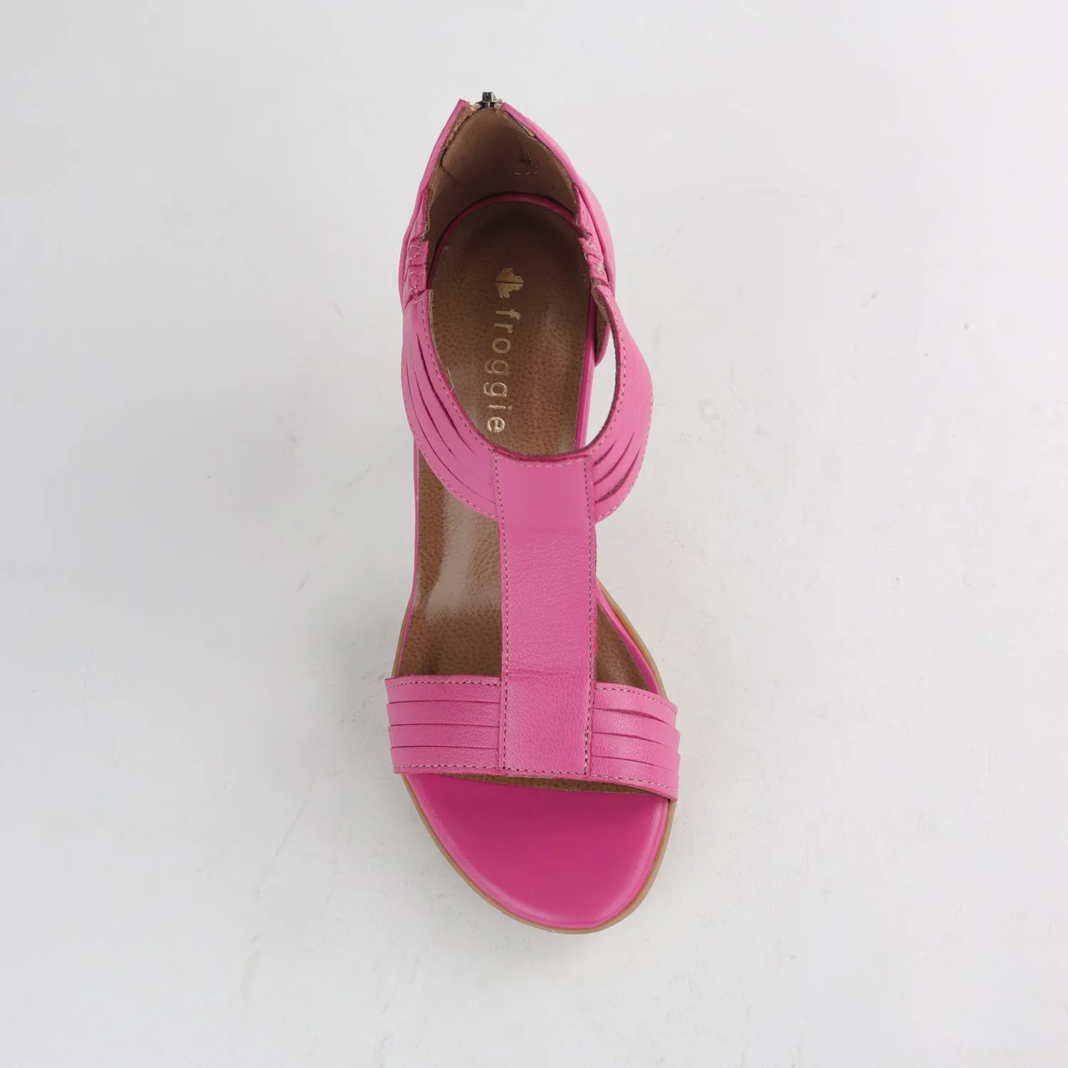 T-Bar High Heel Sandal in Hot Pink - 10729