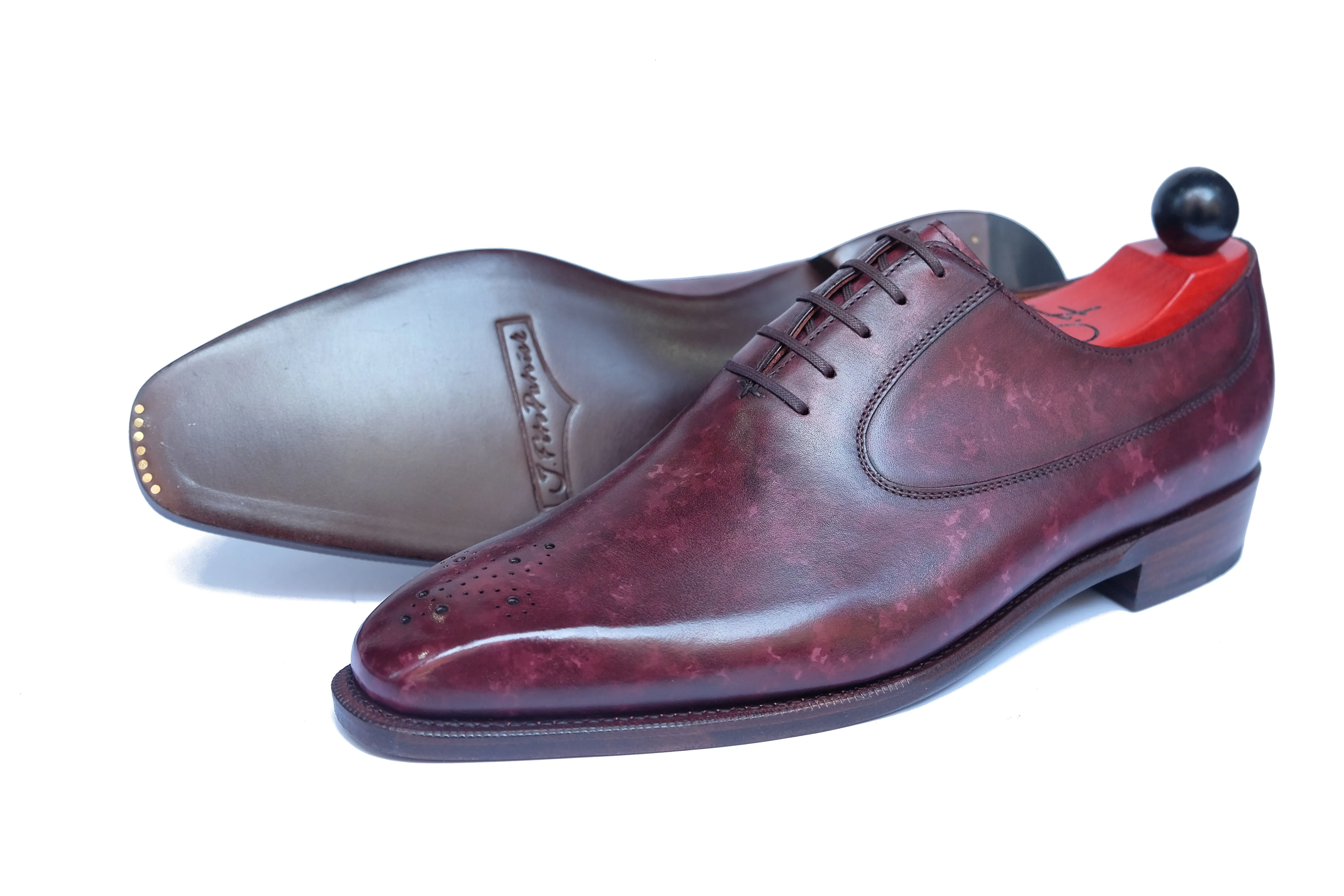 Tacoma - MTO - Mulberry Marble Patina- MGF Last - Single Leather Sole