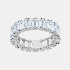 White Topaz Emerald Cut Eternity Ring