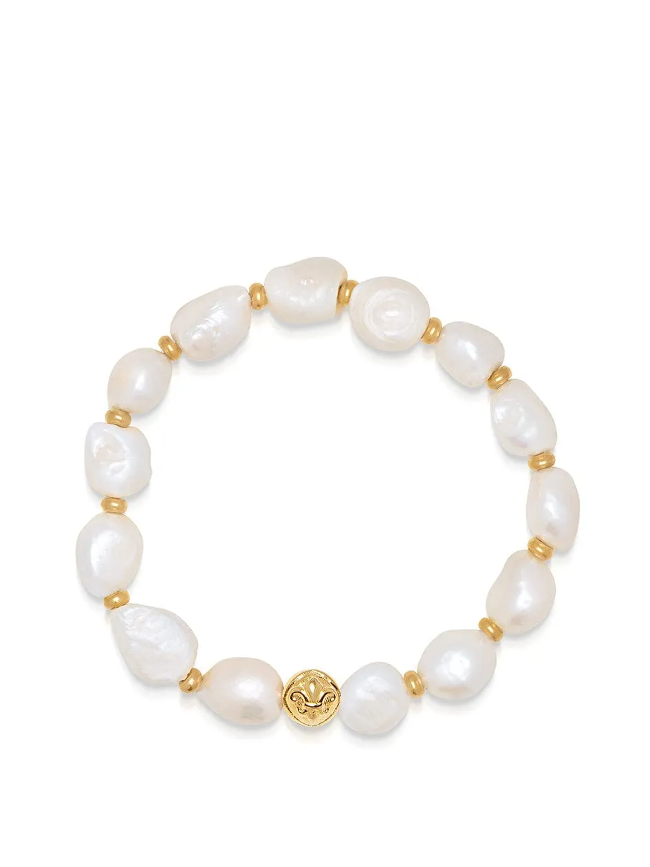 Wristband with Baroque Pearl and Gold