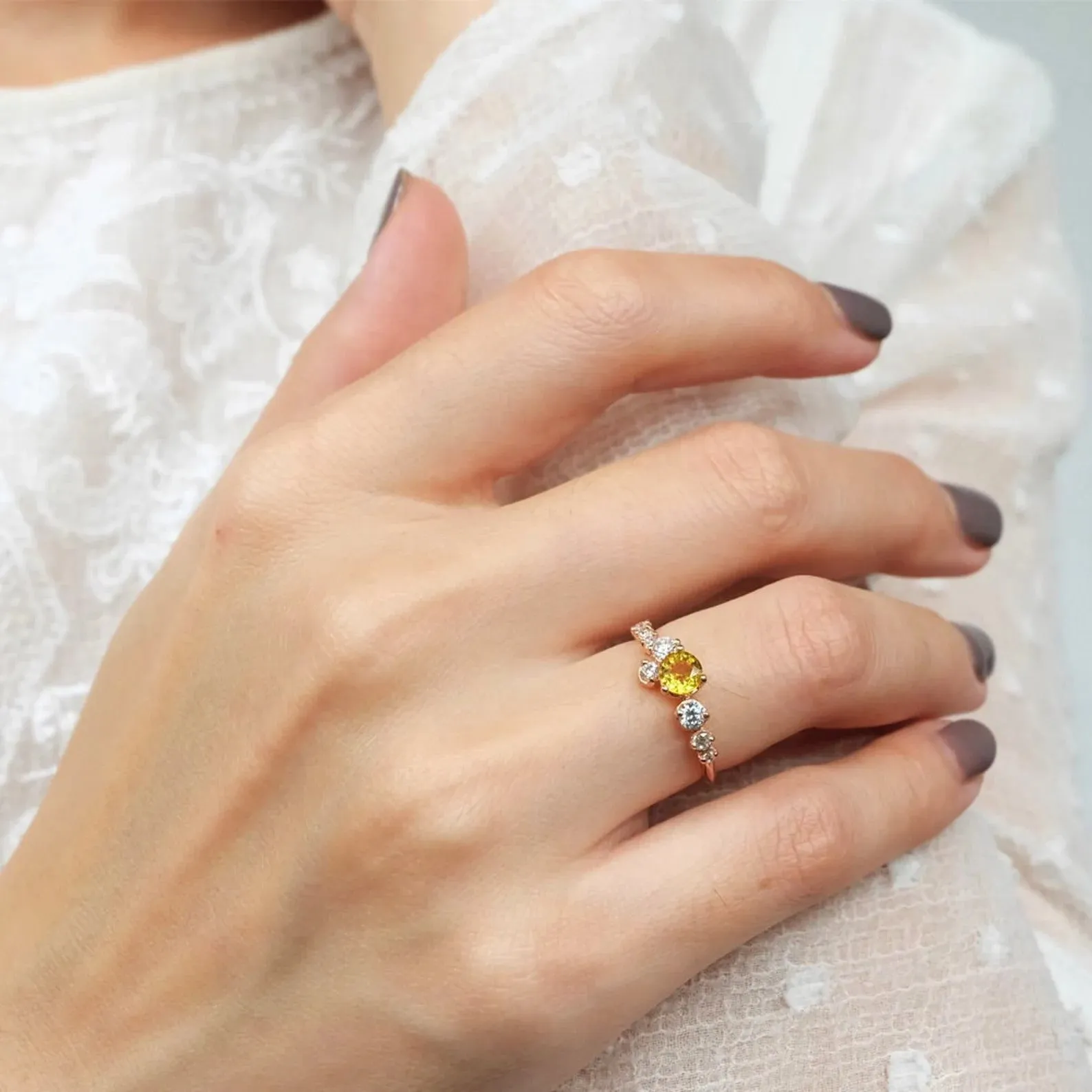 Yellow Sapphire Cluster Ring Illari