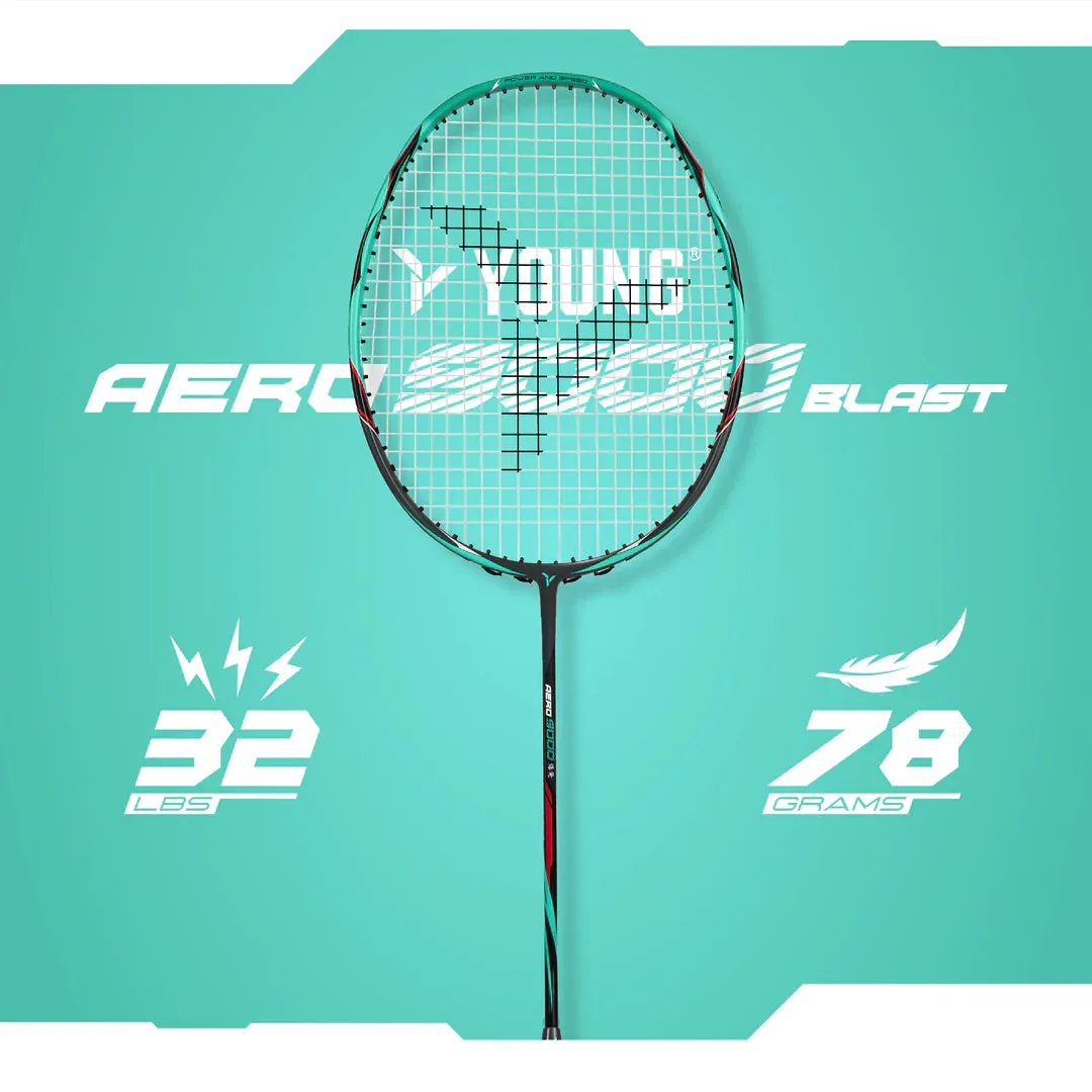 Young Aero 9000 Blast Badminton Racket (Strung) | Black/Green